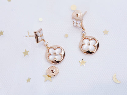 [Max Jewelry ]STAR AND SUN PINK GOLD MOP DROP EARRINGS