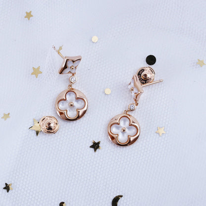 [Max Jewelry ]STAR AND SUN PINK GOLD MOP DROP EARRINGS
