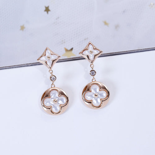 [Plus&Max]STAR AND SUN PINK GOLD MOP DROP EARRINGS