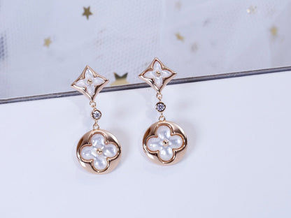 [Max Jewelry ]STAR AND SUN PINK GOLD MOP DROP EARRINGS
