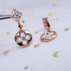 [Plus&Max]STAR AND SUN PINK GOLD MOP DROP EARRINGS
