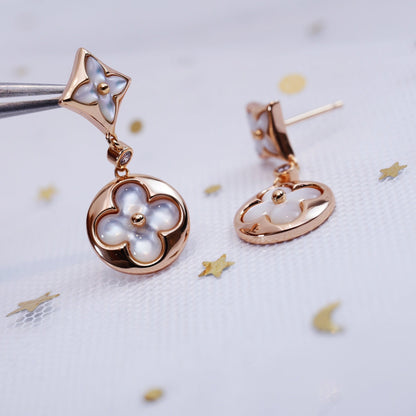 [Max Jewelry ]STAR AND SUN PINK GOLD MOP DROP EARRINGS