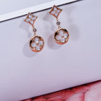 [Plus&Max]STAR AND SUN PINK GOLD MOP DROP EARRINGS
