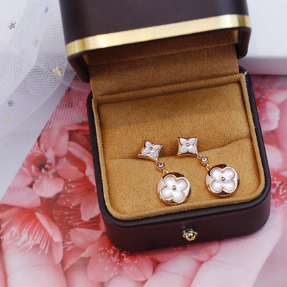 [Max Jewelry ]STAR AND SUN PINK GOLD MOP DROP EARRINGS