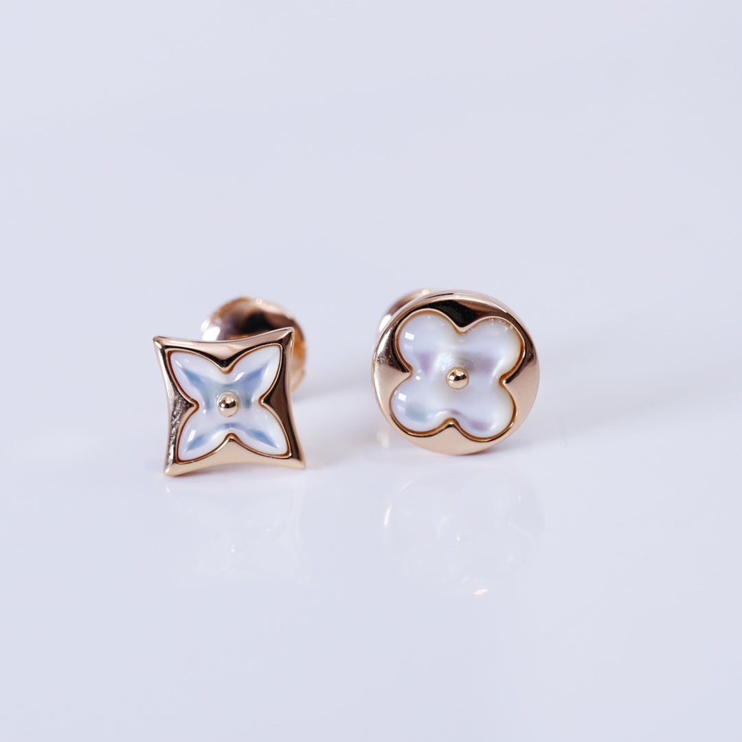 [Max Jewelry ]STAR AND SUN PINK GOLD MOP STUD EARRINGS