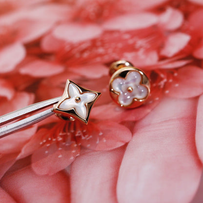 [Max Jewelry ]STAR AND SUN PINK GOLD MOP STUD EARRINGS