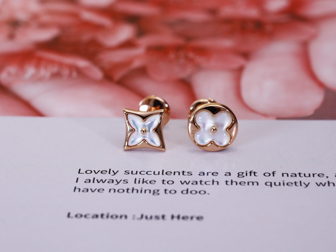 [Max Jewelry ]STAR AND SUN PINK GOLD MOP STUD EARRINGS