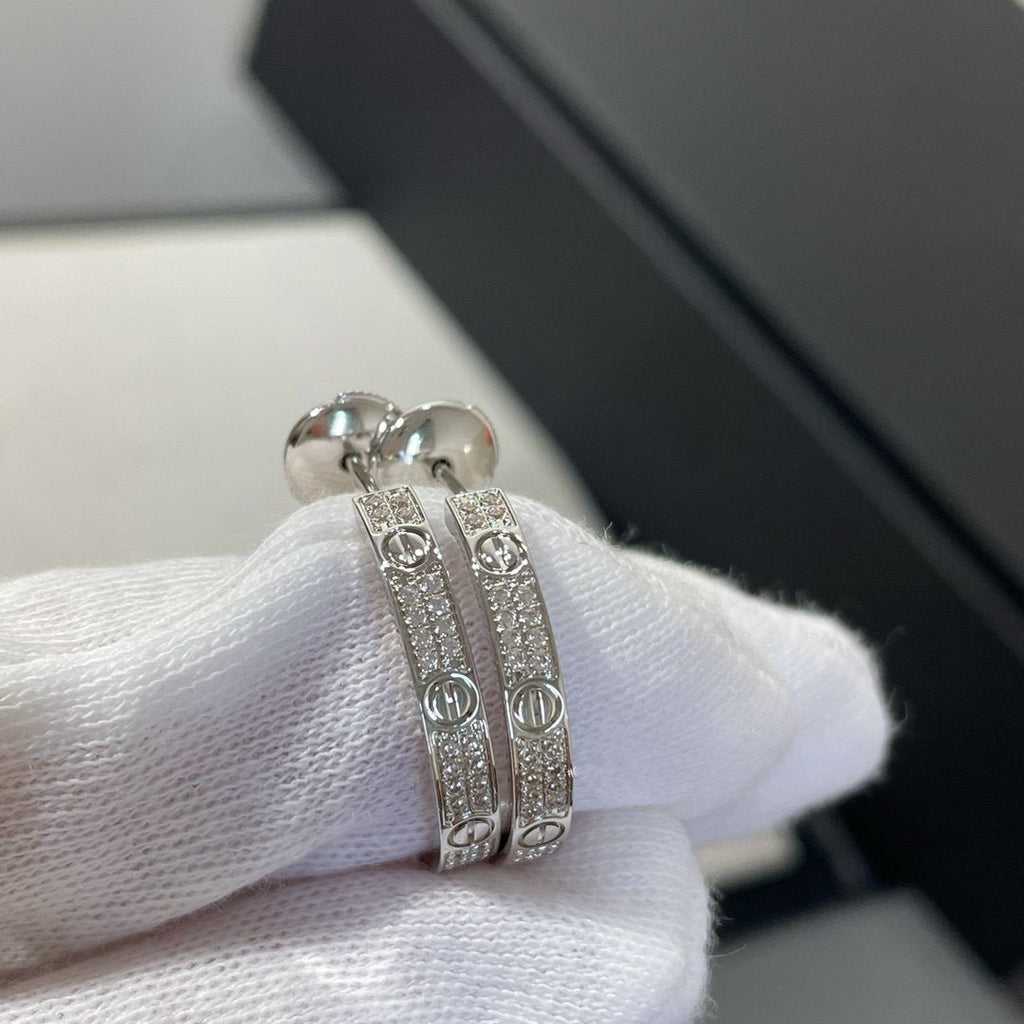 [Plus&Max]LOVE DIAMOND SILVER HOOP EARRINGS
