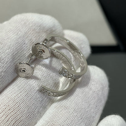 [Max Jewelry ]LOVE DIAMOND SILVER HOOP EARRINGS