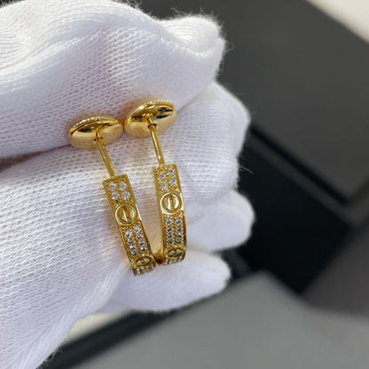 [Max Jewelry ]LOVE DIAMOND GOLD HOOP EARRINGS