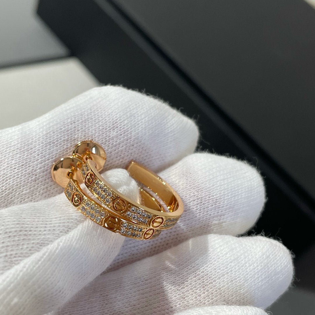 [Max Jewelry ]LOVE DIAMOND PINK GOLD HOOP EARRINGS