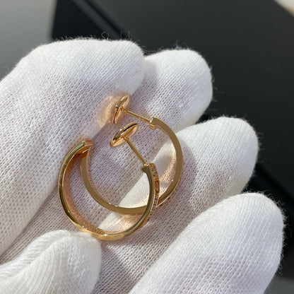 [Max Jewelry ]LOVE DIAMOND PINK GOLD HOOP EARRINGS