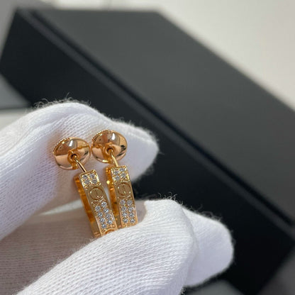 [Max Jewelry ]LOVE DIAMOND PINK GOLD HOOP EARRINGS