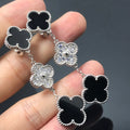 [Plus&Max]CLOVER 3 MOTIF DIAMOND ONYX SILVER EARRINGS