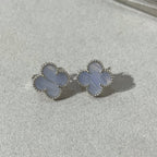 [Plus&Max]CLOVER CHALCEDONY SILVER STUD EARRINGS