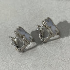 [Plus&Max]CLOVER CHALCEDONY SILVER STUD EARRINGS