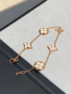 [Plus&Max]STAR AND SUN 5 MOTIF MOP PINK GOLD BRACELET