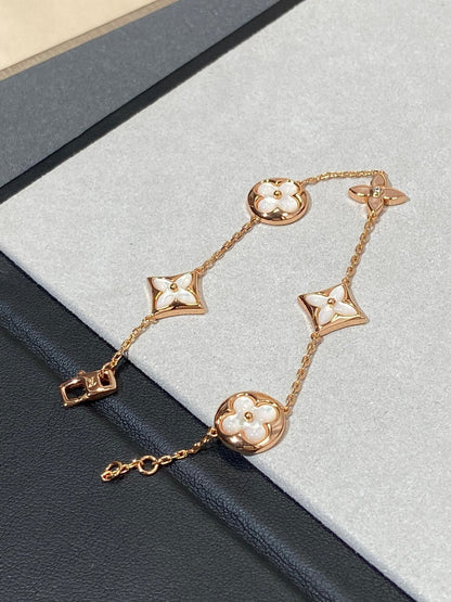 [Max Jewelry ]STAR AND SUN 5 MOTIF MOP PINK GOLD BRACELET