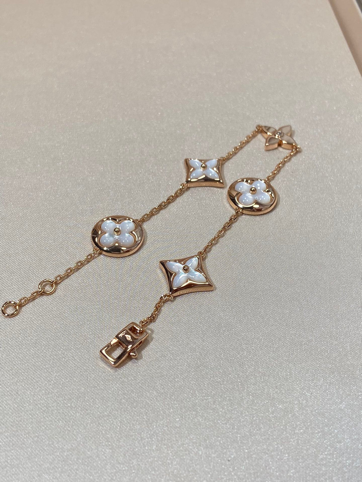 [Plus&Max]STAR AND SUN 5 MOTIF MOP PINK GOLD BRACELET