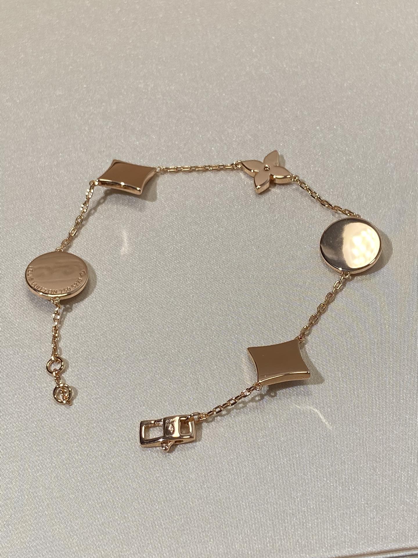 [Max Jewelry ]STAR AND SUN 5 MOTIF MOP PINK GOLD BRACELET