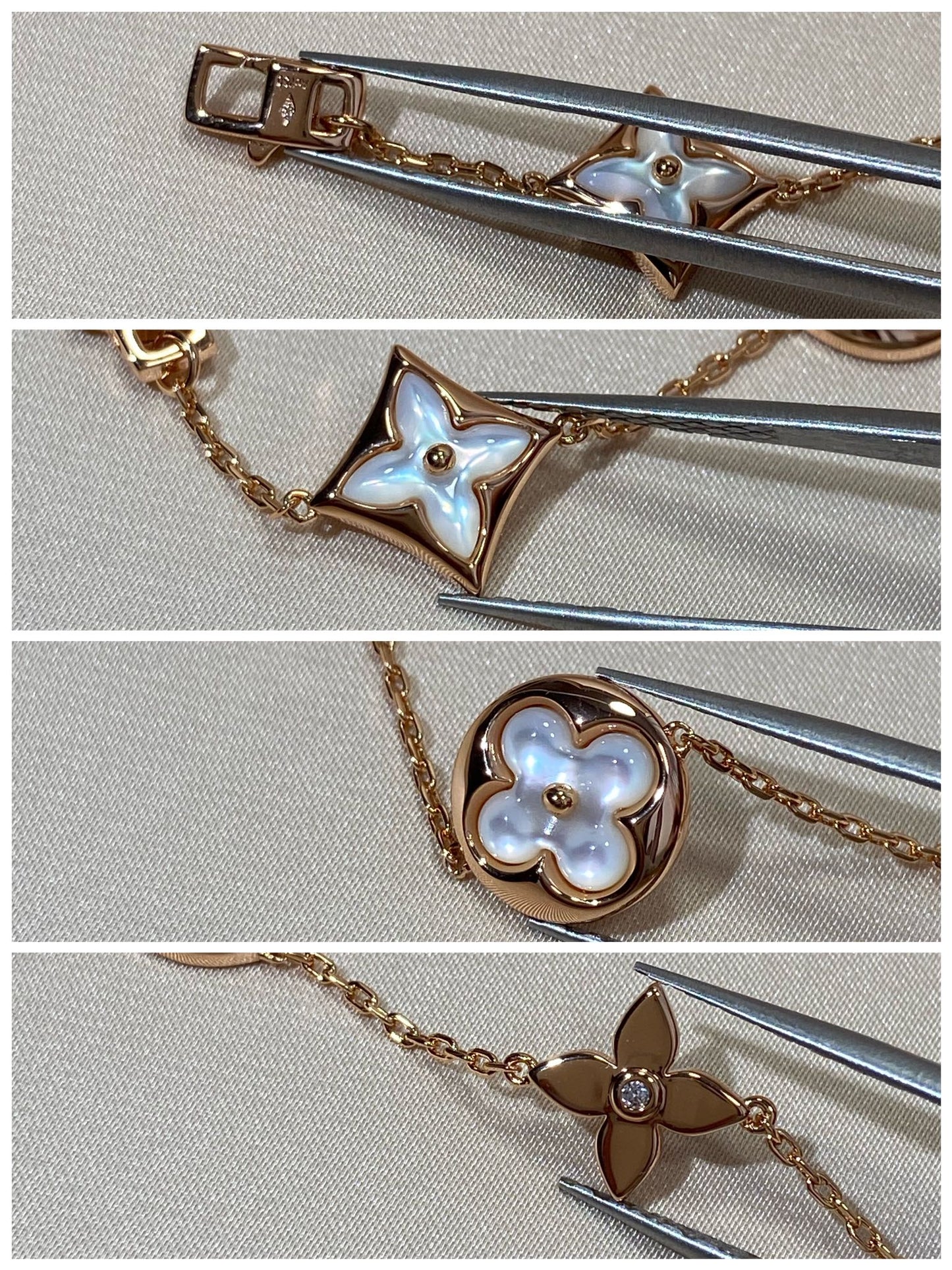 [Max Jewelry ]STAR AND SUN 5 MOTIF MOP PINK GOLD BRACELET