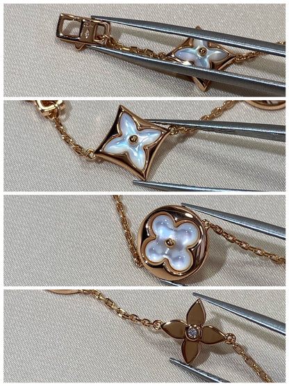 [Max Jewelry ]STAR AND SUN 5 MOTIF MOP PINK GOLD BRACELET