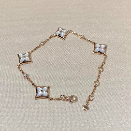 [Max Jewelry ]STAR 4 MOTIF MOP DIAMOND PINK GOLD BRACELET