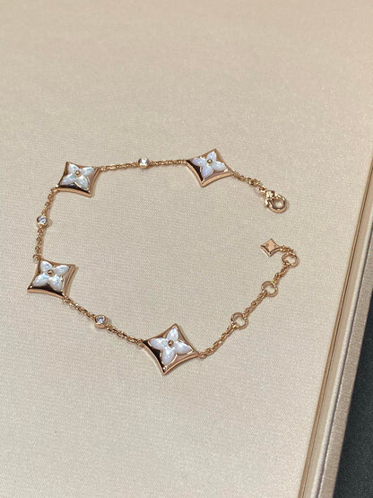 [Max Jewelry ]STAR 4 MOTIF MOP DIAMOND PINK GOLD BRACELET