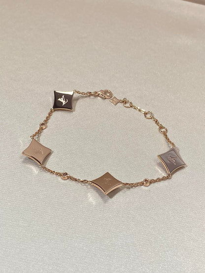 [Max Jewelry ]STAR 4 MOTIF MOP DIAMOND PINK GOLD BRACELET