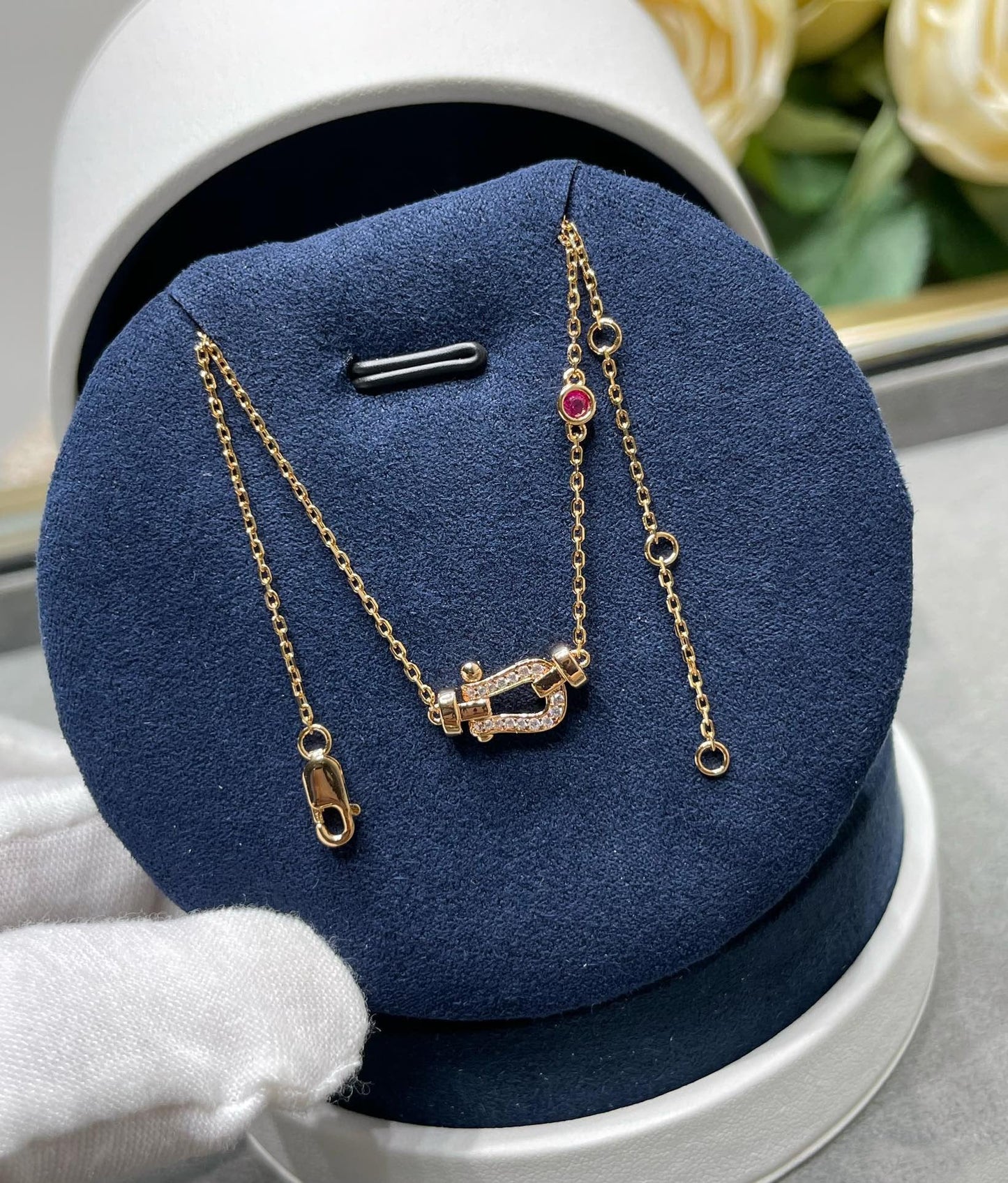 [Max Jewelry ]FORCE 10 DIAMOND PINK GOLD NECKLACE