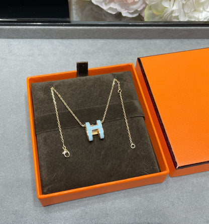 [Max Jewelry ]POP H SKY BLUE NECKLACE