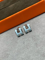[Plus&Max]POP H SKY BLUE STUD EARRINGS