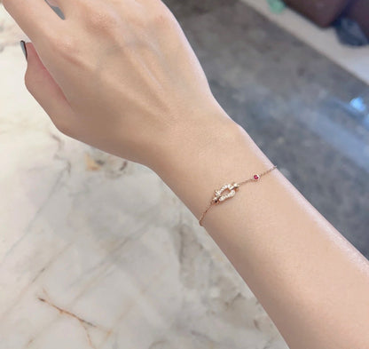 [Max Jewelry ]FORCE 10 DIAMOND CHAIN LINK PINK GOLD BRACELET