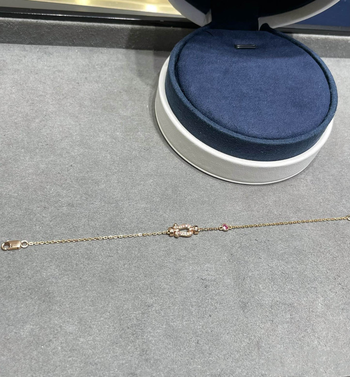 [Max Jewelry ]FORCE 10 DIAMOND CHAIN LINK PINK GOLD BRACELET