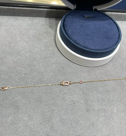 [Max Jewelry ]FORCE 10 DIAMOND CHAIN LINK PINK GOLD BRACELET