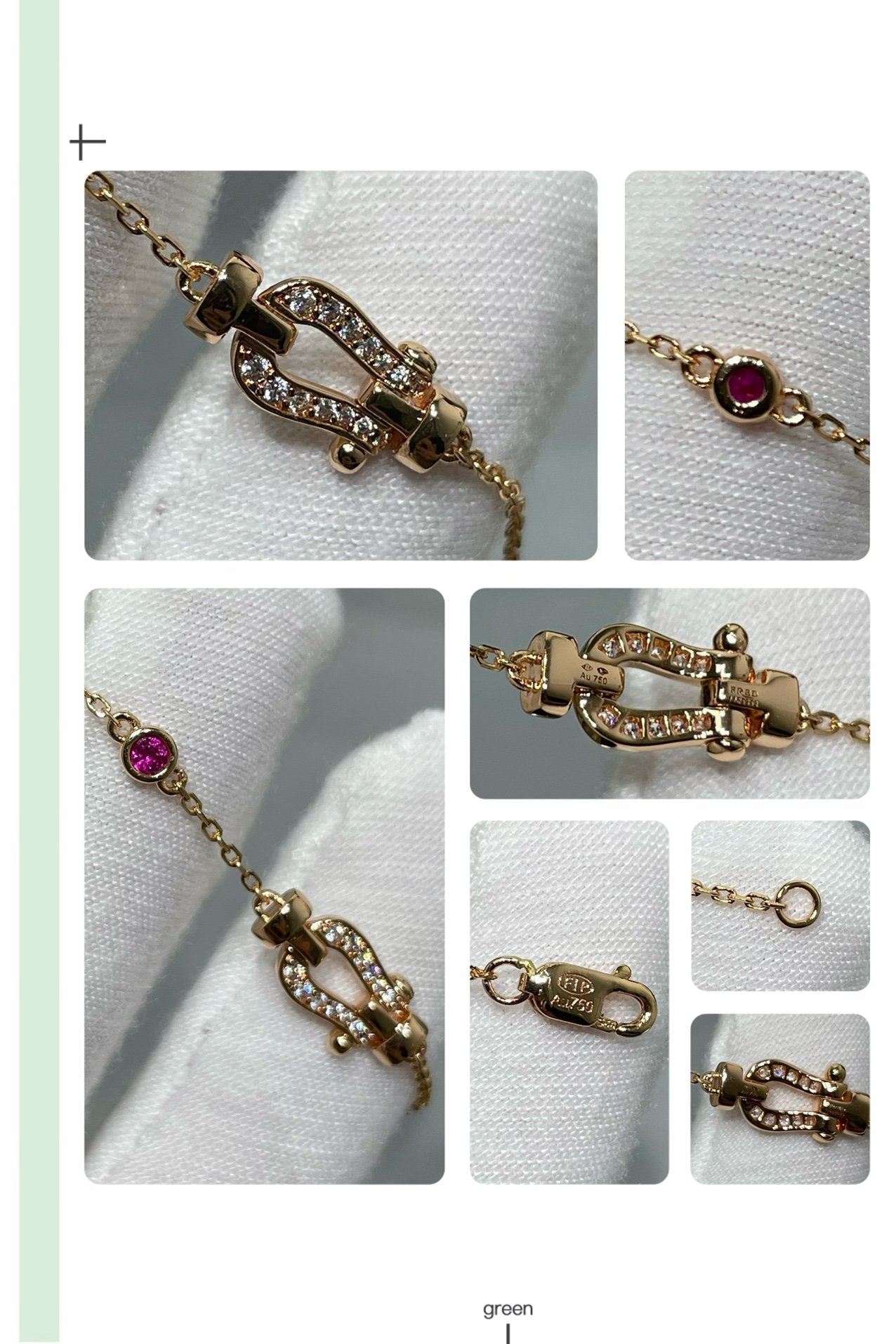 [Max Jewelry ]FORCE 10 DIAMOND CHAIN LINK PINK GOLD BRACELET
