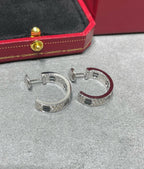 [Plus&Max]LOVE CERAMIC DIAMOND PAVED SILVER EARRINGS