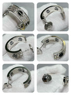 [Plus&Max]LOVE CERAMIC DIAMOND PAVED SILVER EARRINGS