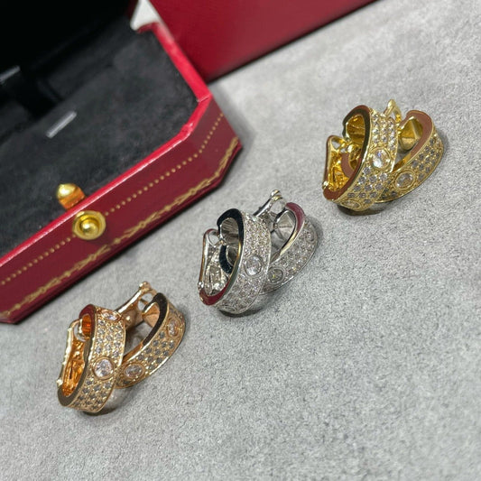 [Max Jewelry ]LOVE 5.5MM DIAMOND PAVED EARRINGS