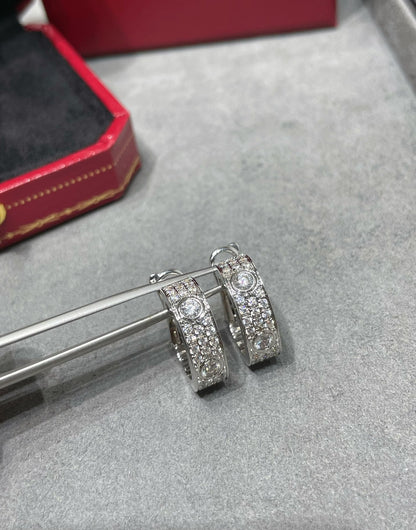 [Max Jewelry ]LOVE 5.5MM DIAMOND PAVED EARRINGS