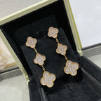 [Plus&Max]CLOVER 3 MOTIFS DIAMOND PAVED ROSE GOLD EARRINGS