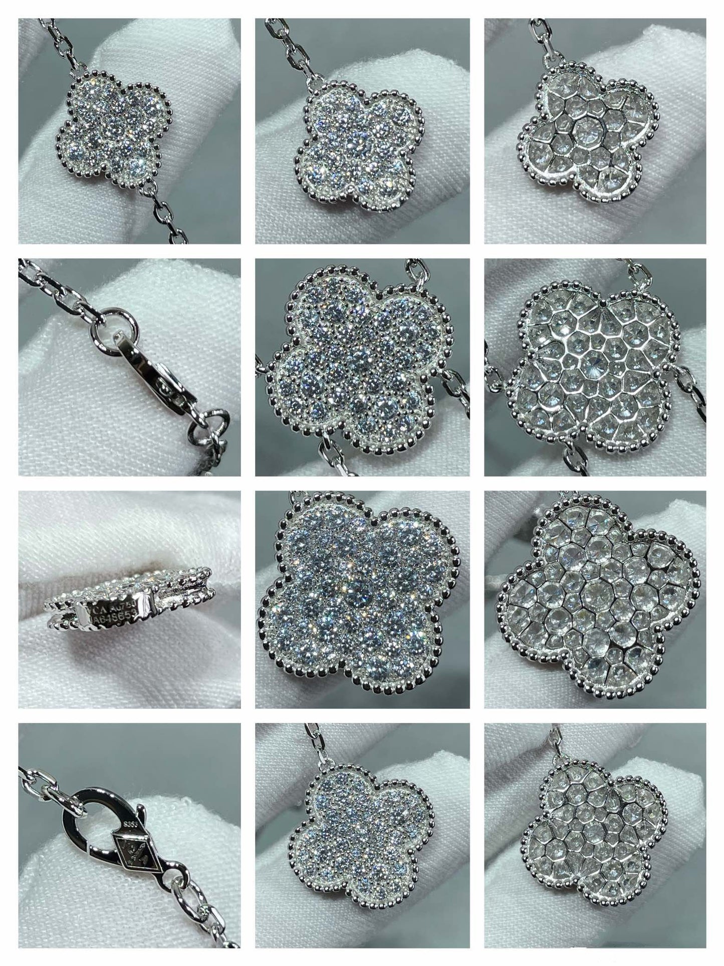 [Max Jewelry ]CLOVER 6 MOTIF DIAMOND PAVED NECKLACE