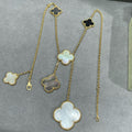 [Plus&Max]CLOVER 6 MOTIF MOP ONYX GOLD NECKLACE