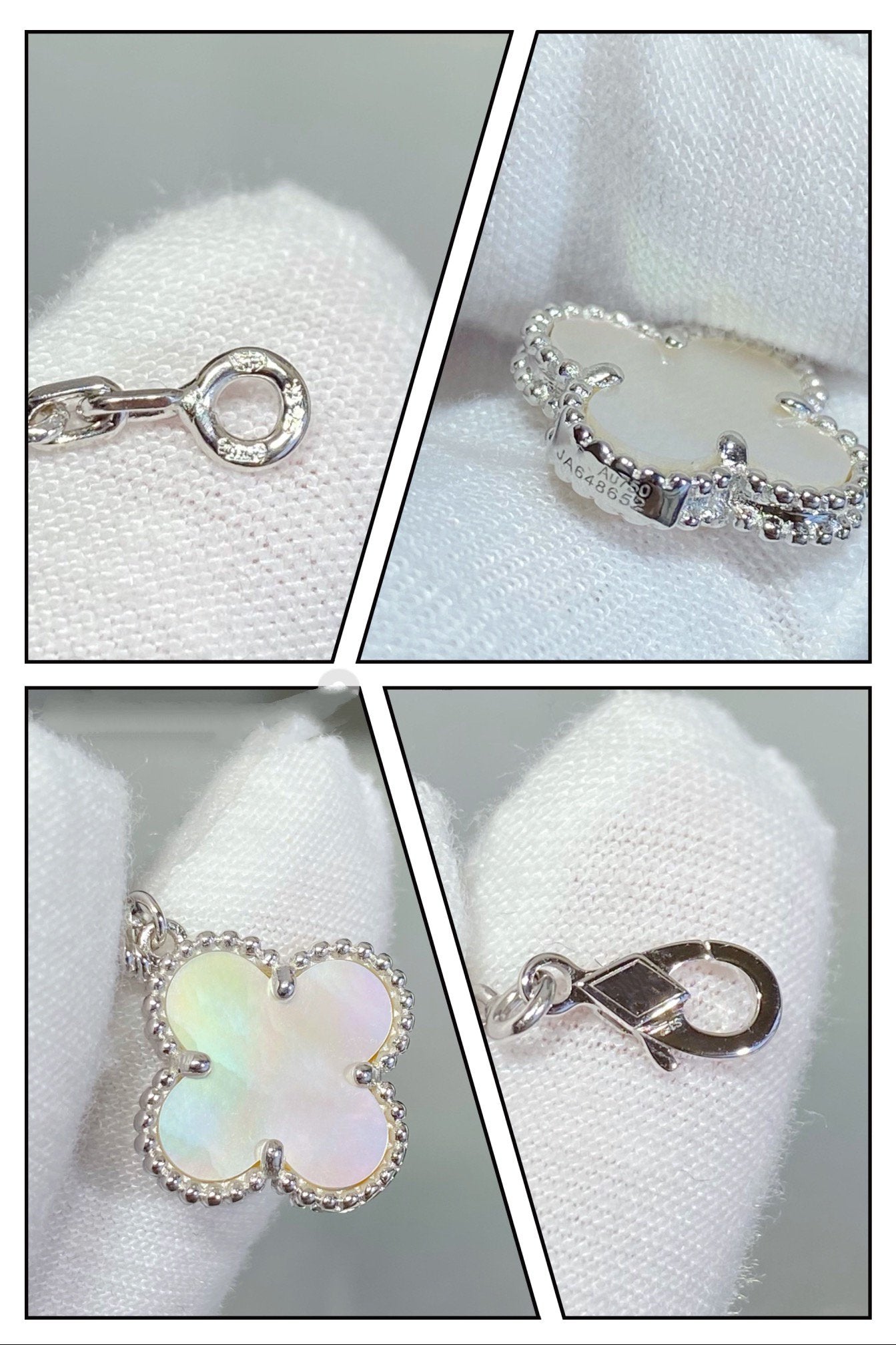 [Max Jewelry ]CLOVER 5 MOTIF WHITE MOP SILVER BRACELET
