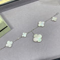 [Plus&Max]CLOVER 5 MOTIF WHITE MOP SILVER BRACELET