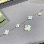 [Plus&Max]CLOVER 5 MOTIF WHITE MOP SILVER BRACELET