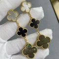 [Plus&Max]CLOVER 3 MOTIF MOP ONYX DARK MOP PINK GOLD EARRINGS