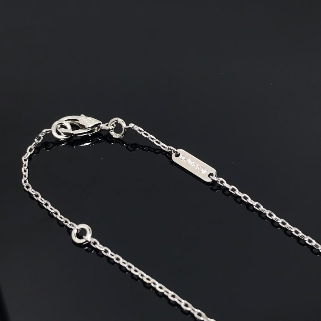 [Max Jewelry ]CLOVER PIETERSITE SILVER LONG NECKLACE