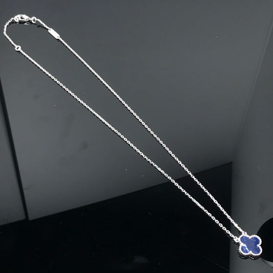 [Max Jewelry ]CLOVER PIETERSITE SILVER LONG NECKLACE