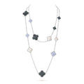 [Plus&Max]CLOVER 16 MOTIF CHALCEDONY MOP SILVER NECKLACE
